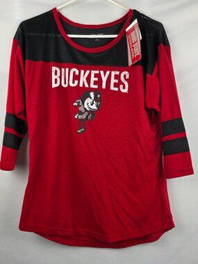 NWT Ohio State Buckeyes Jersey-Style Three-Quarter Sleeve Top